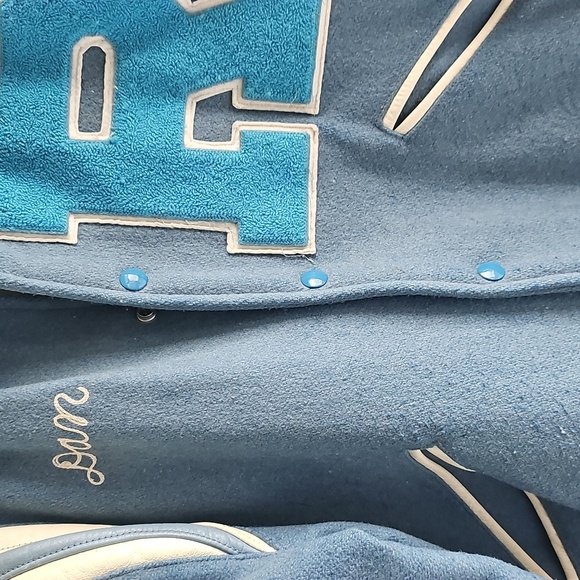 Vintage Butwin Wool Varsity High School Jacket Light Blue & White + Pins Dan - Picture 2 of 14